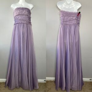 ML Monique Lhuillier Bridesmaids Purple Strapless Chiffon Gown